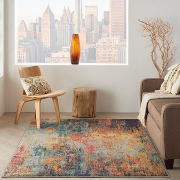 Celestial CES15 Modern Abstract Soft Durable Low Profile Short Pile Multicolour Rug-Nourison-Rug Love - The Most Loved Rug Store
